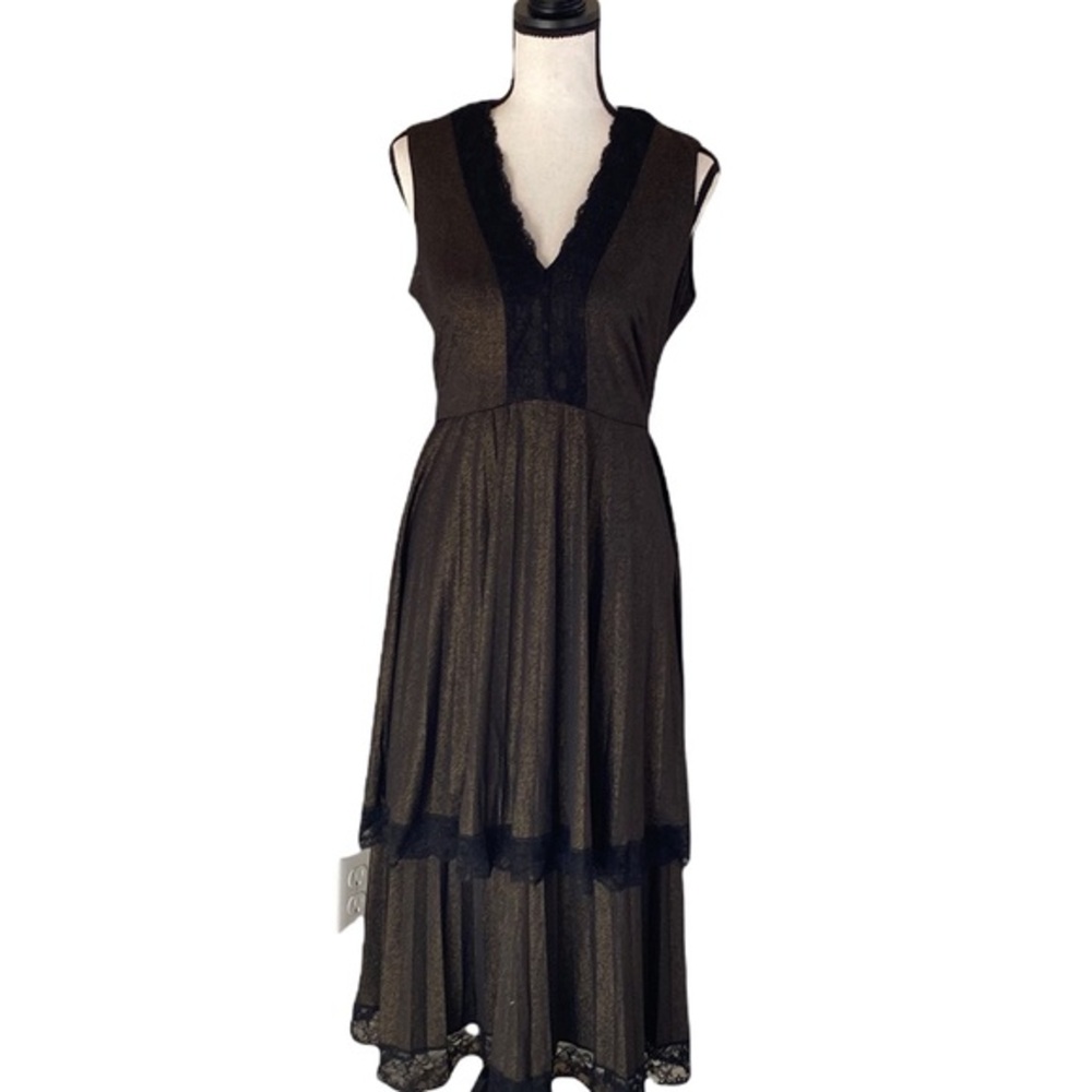 💜💜 TAYLOR Midi Length Black Sparkly Layered Dress Size 10